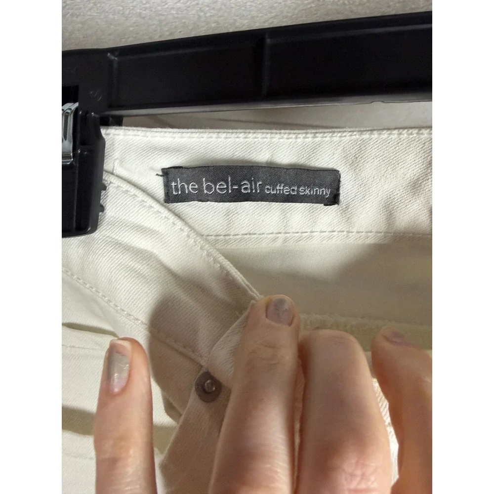 Ecru The Bel-Air Cuffed Skinny Jeans White Rhinestone Detail Womens Size 4 - Picture 9 of 11
